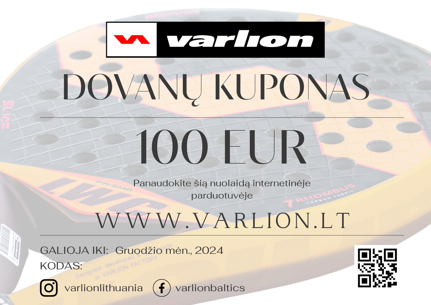 VARLION dovanų kuponas